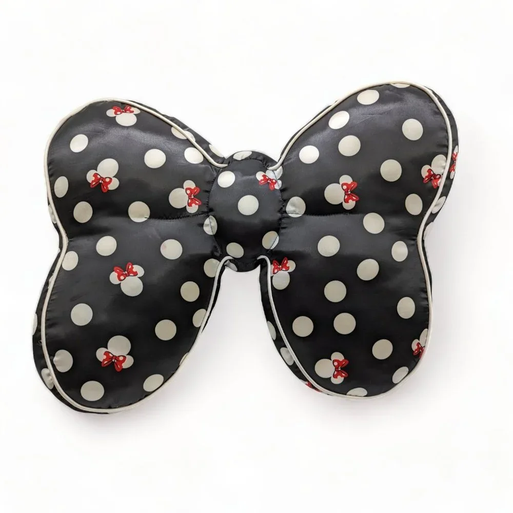 Disney Parks Minnie Mouse Throw Bow Pillow Black Polka Dots and Minnie Mouse